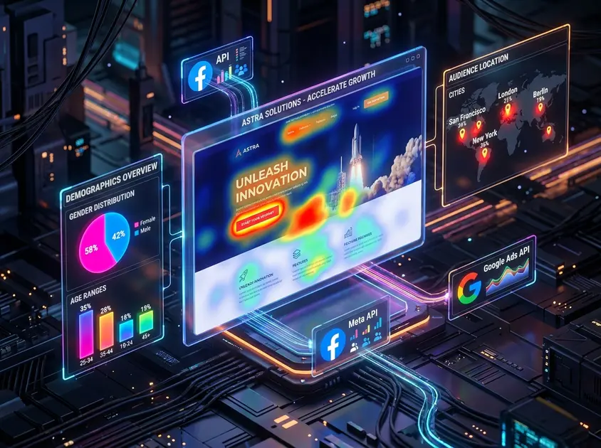 DC HeatMap PRO - Mapa de calor nativo WordPress mostrando analise de cliques e dados demograficos integrados com Facebook API e Google Ads