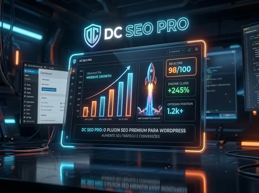 DC SEO PRO - Plugin WordPress generador de articulos SEO con IA mostrando panel con puntuacion 98/100